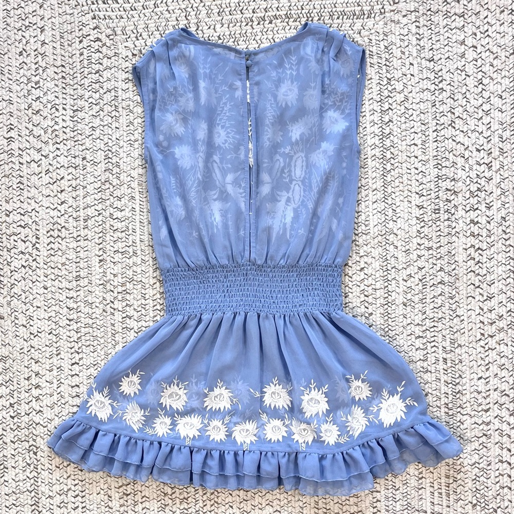 Free People Garden Bloom Mini Dress in Wedgewood Blue XS - Picture 10 of 12